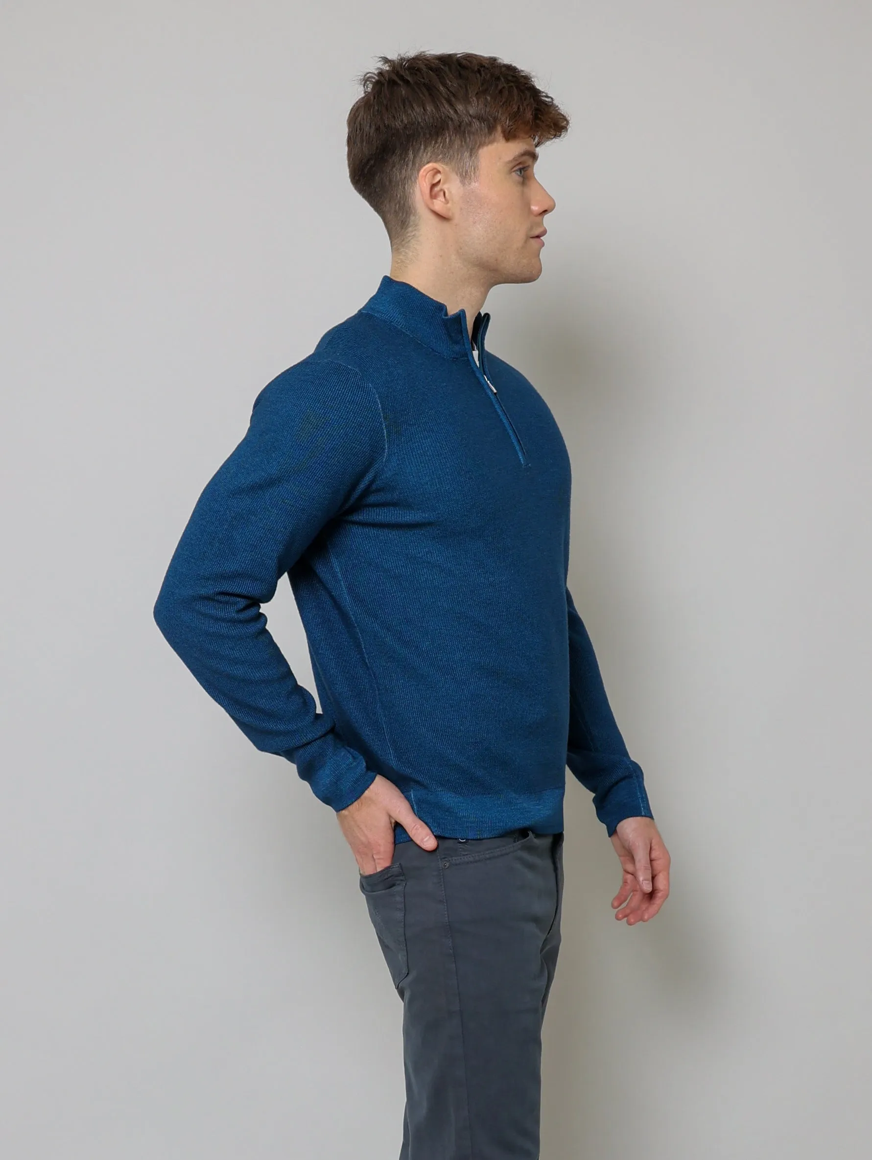 1/4 Zip Mock Sweater - Dark Teal