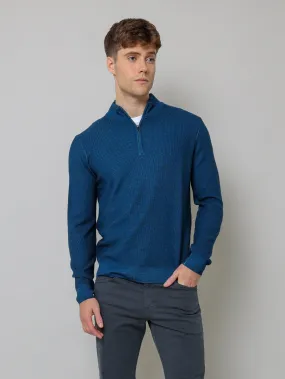 1/4 Zip Mock Sweater - Dark Teal