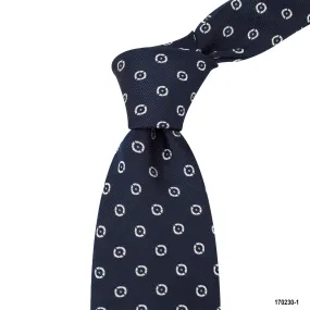 8cm Navy with Circle Motif Detail Woven Tie (Online Exclusive)