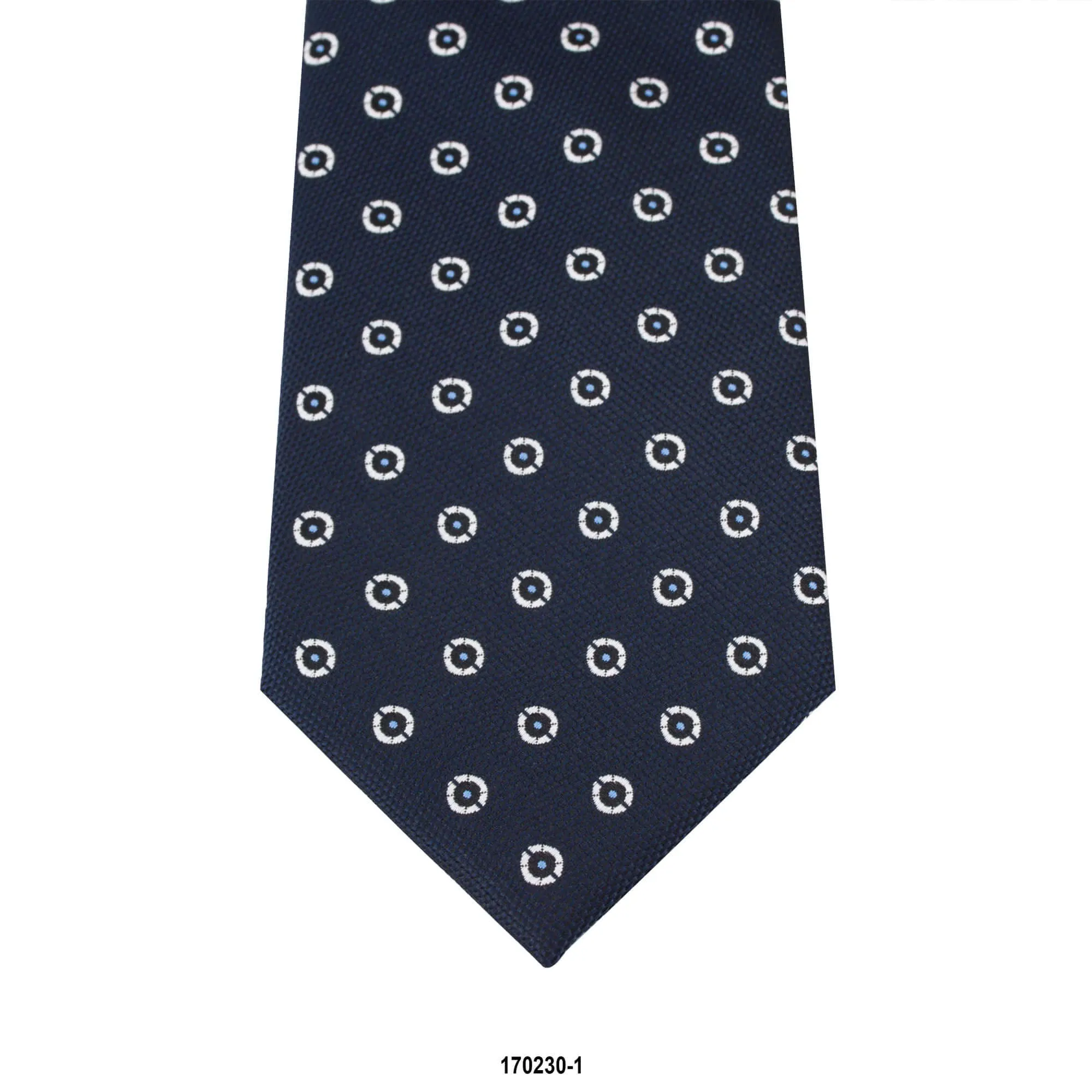 8cm Navy with Circle Motif Detail Woven Tie (Online Exclusive)