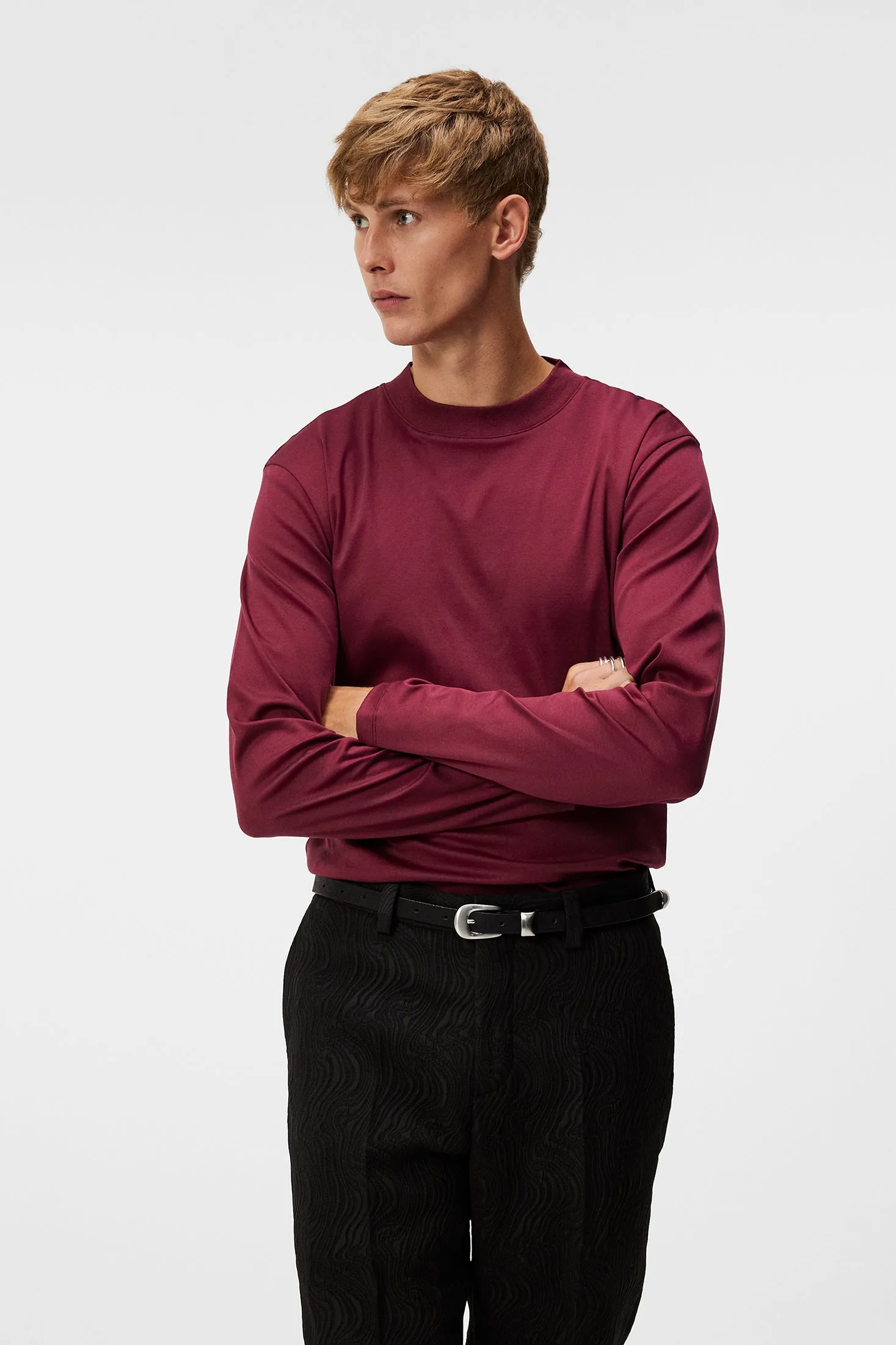 Ace Mock Neck LS T-Shirt / Zinfandel