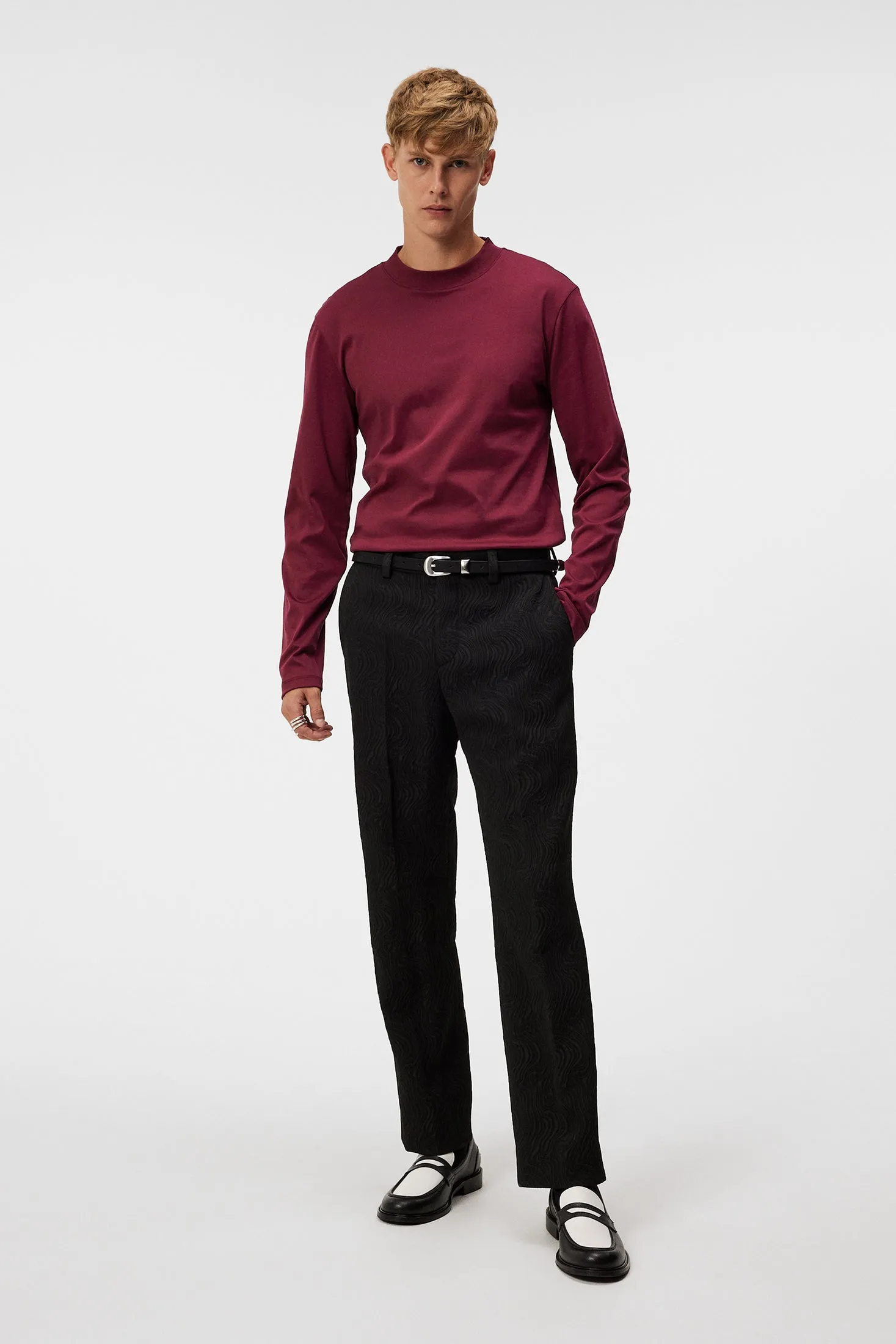 Ace Mock Neck LS T-Shirt / Zinfandel