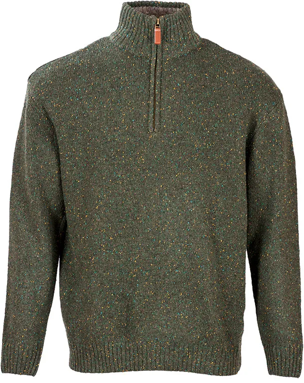 Aran Troyer Zip Sweater | Green