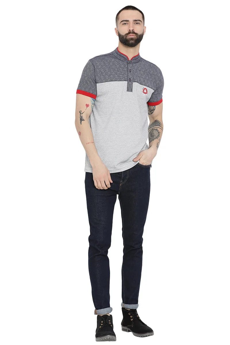 Axmann Mandarin Collar Casual T-Shirt