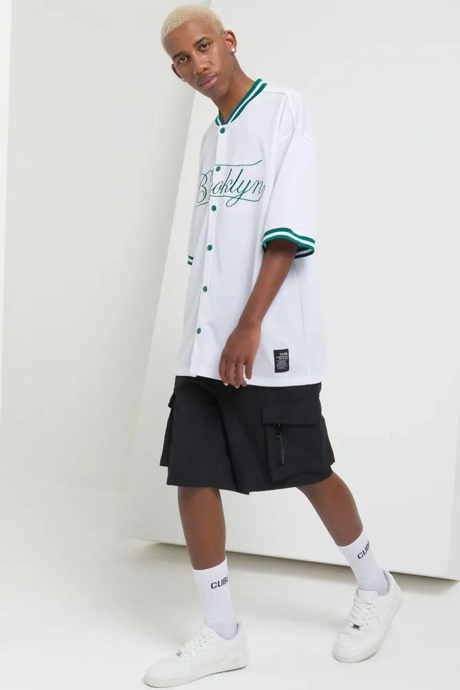 Baseball Short Sleeve Shirt White