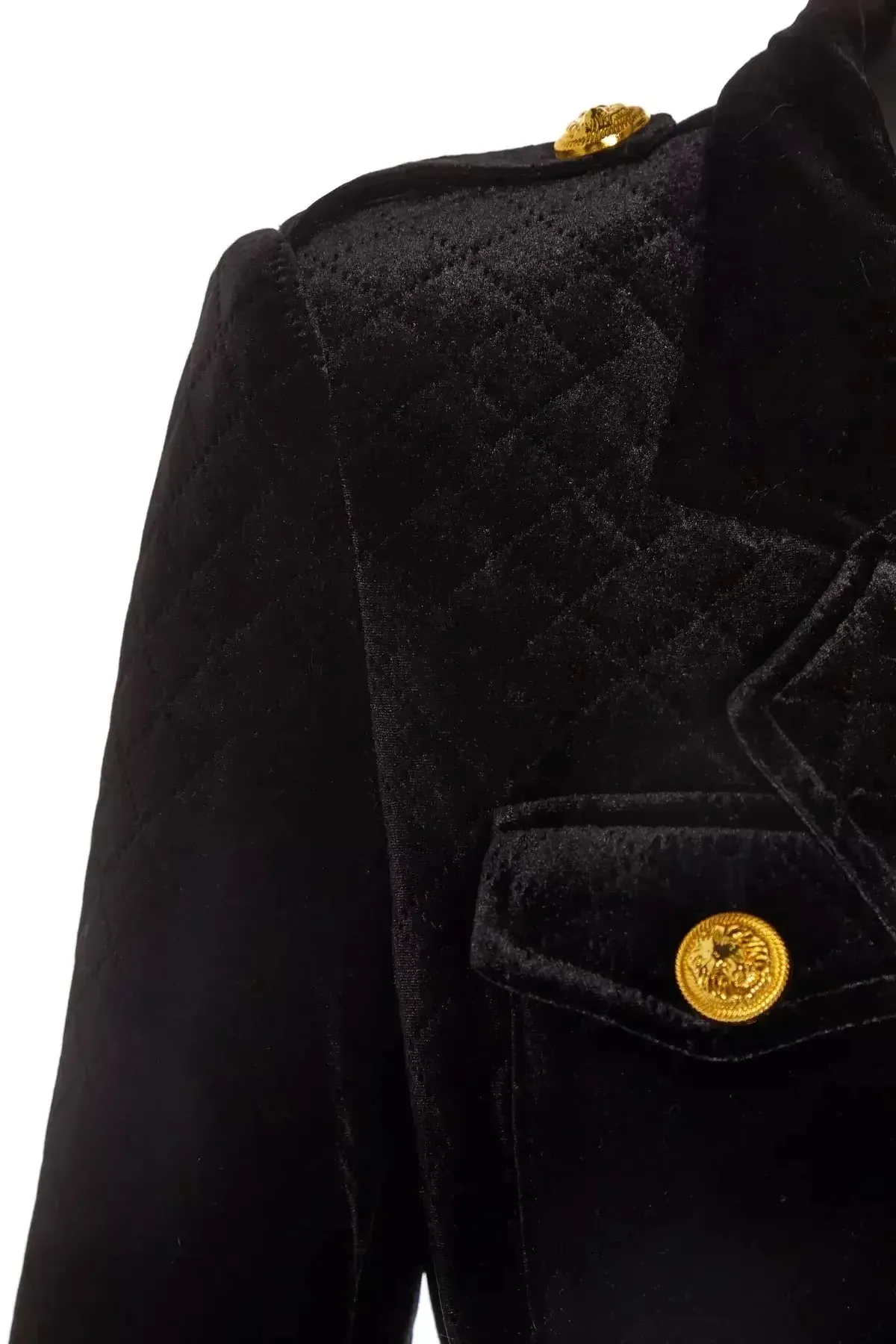 Belted Black Double-Breasted Velvet Coat