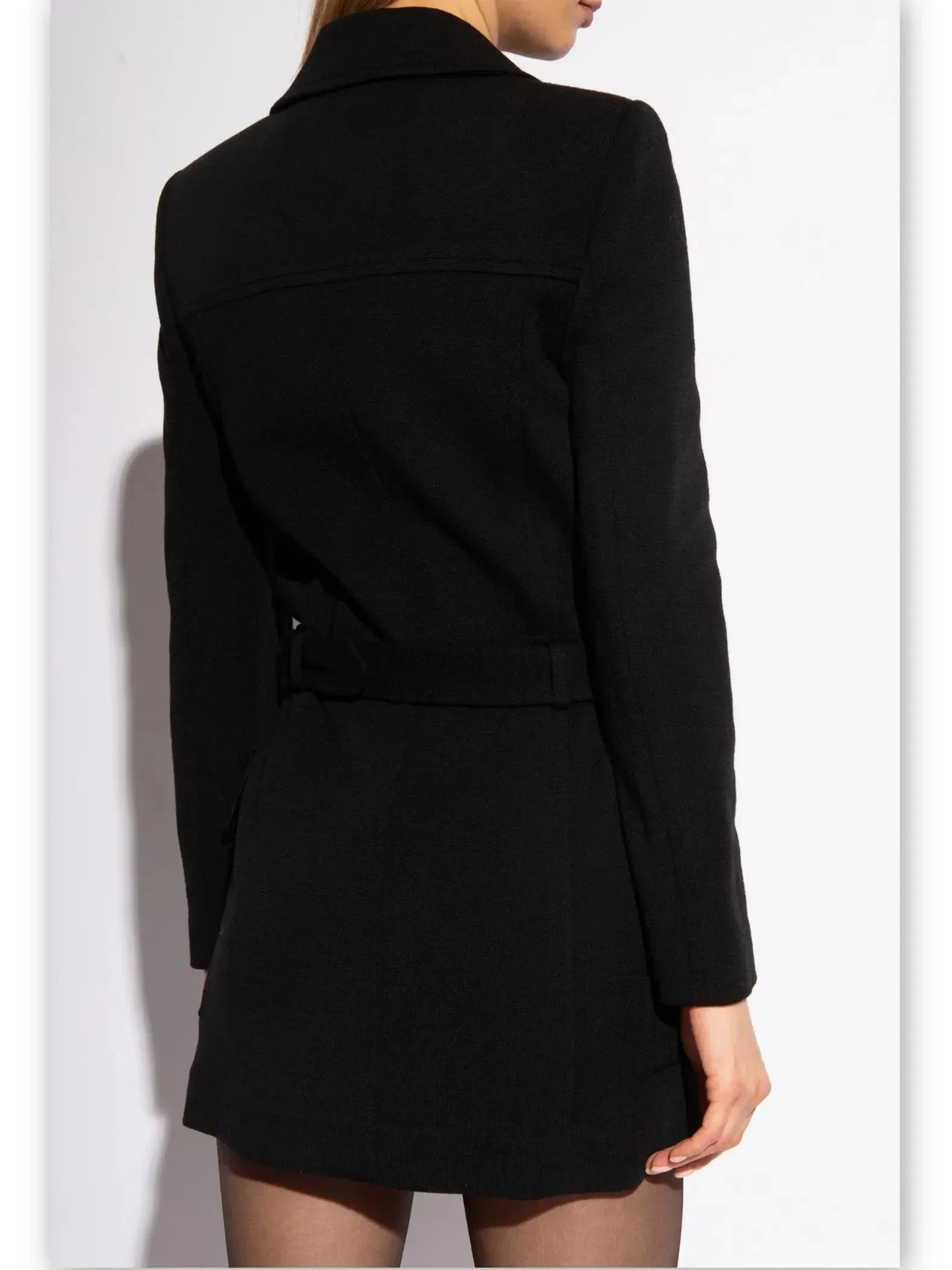 Belted Double-Breasted Wool-Blend Jersey Trench Coat