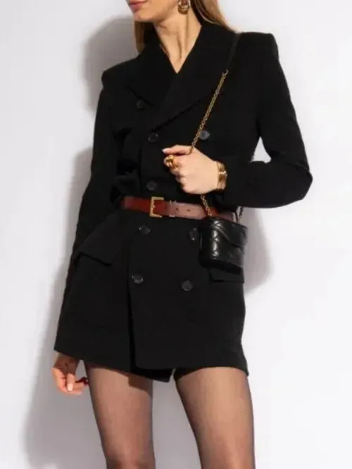 Belted Double-Breasted Wool-Blend Jersey Trench Coat