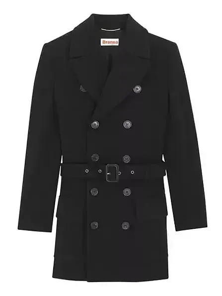 Belted Double-Breasted Wool-Blend Jersey Trench Coat