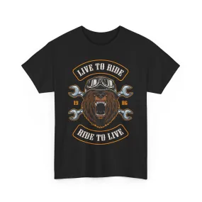 Biker T shirt 100% Heavy Cotton Tee Live To Ride-Ride To Live