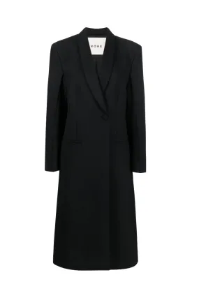 Black Double-breasted Twill Coat