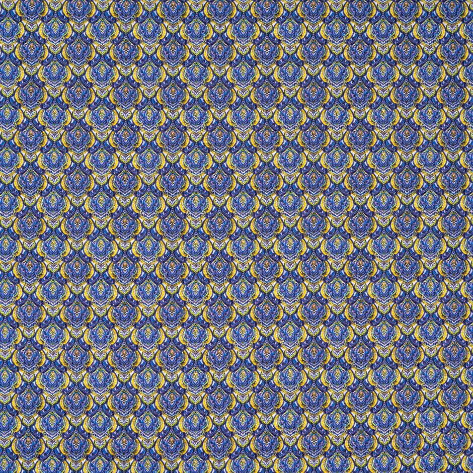 Blue & Yellow Geo Printed Superfine Cotton