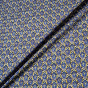 Blue & Yellow Geo Printed Superfine Cotton