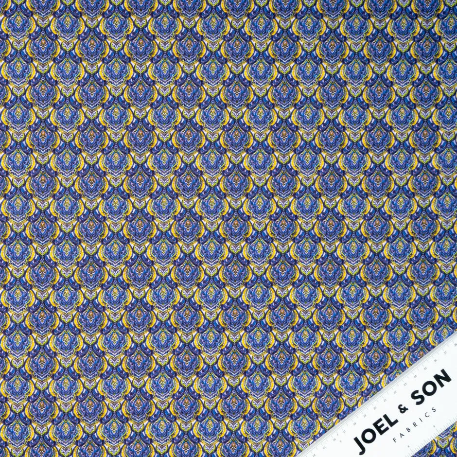 Blue & Yellow Geo Printed Superfine Cotton