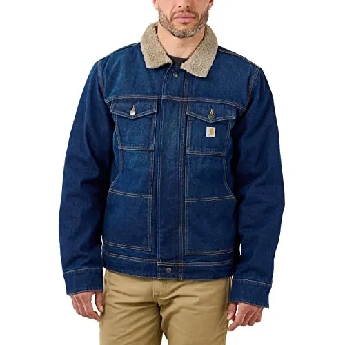 Carhartt Men's Relaxed Fit Denim Sherpa-Lined Jacket