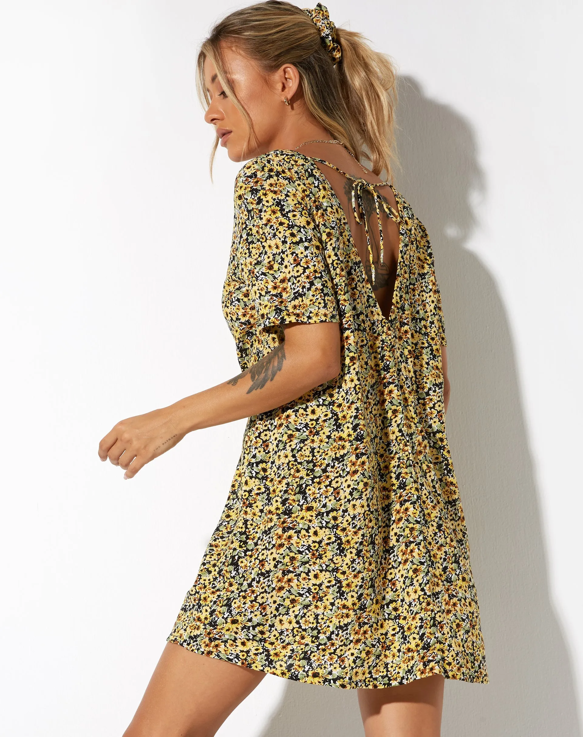 Crosena Dress in Spring Ditsy Yellow