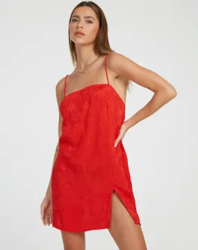 Datista Slip Dress in Satin Rose Scarlet