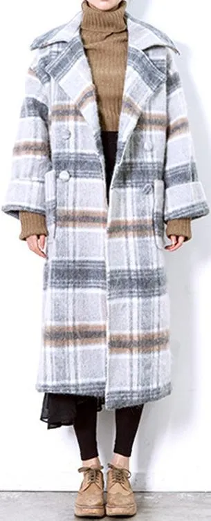 Double Breasted Plaid Wool/Cashmere Coat