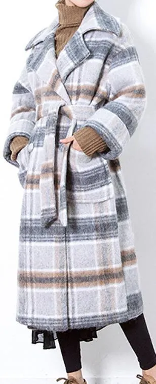 Double Breasted Plaid Wool/Cashmere Coat