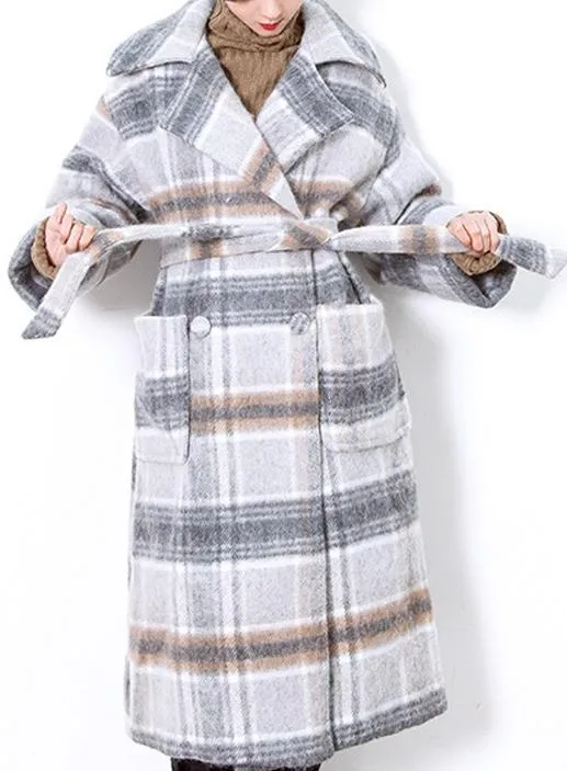 Double Breasted Plaid Wool/Cashmere Coat