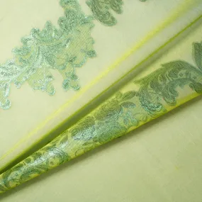 Emerald Green Silk Blend Chiffon Jacquard