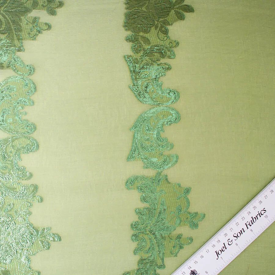 Emerald Green Silk Blend Chiffon Jacquard