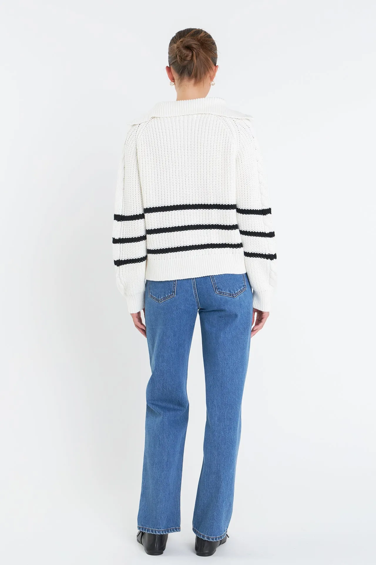 English Factory - Stripe Zip up Sweater