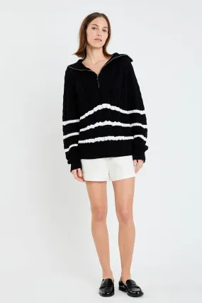 English Factory - Stripe Zip up Sweater