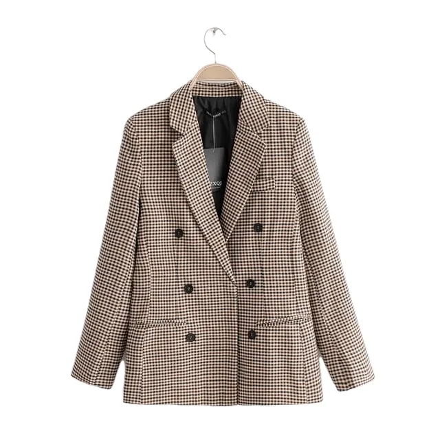 Fashion Plaid Women Button Lattice Suit Coats