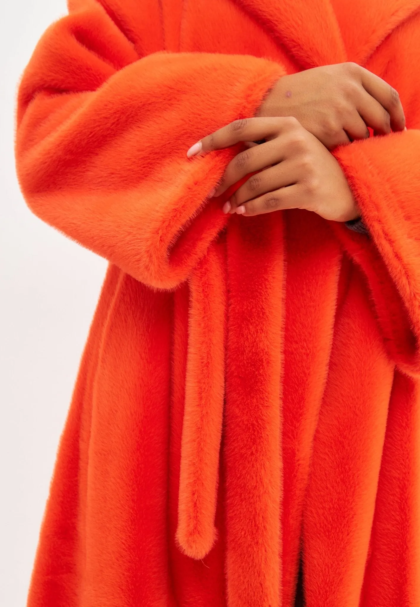 Faux Fur Long Winter Coat - Orange