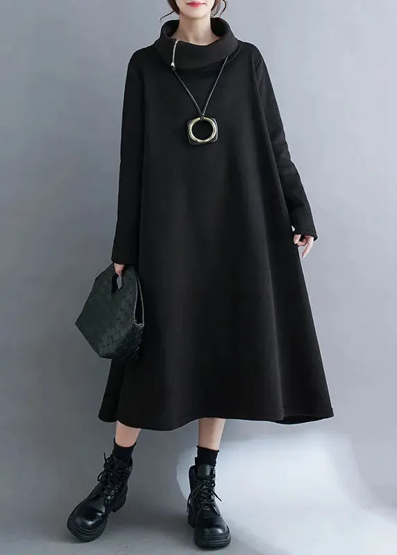 Fleece Long Dresses Long Sleeve