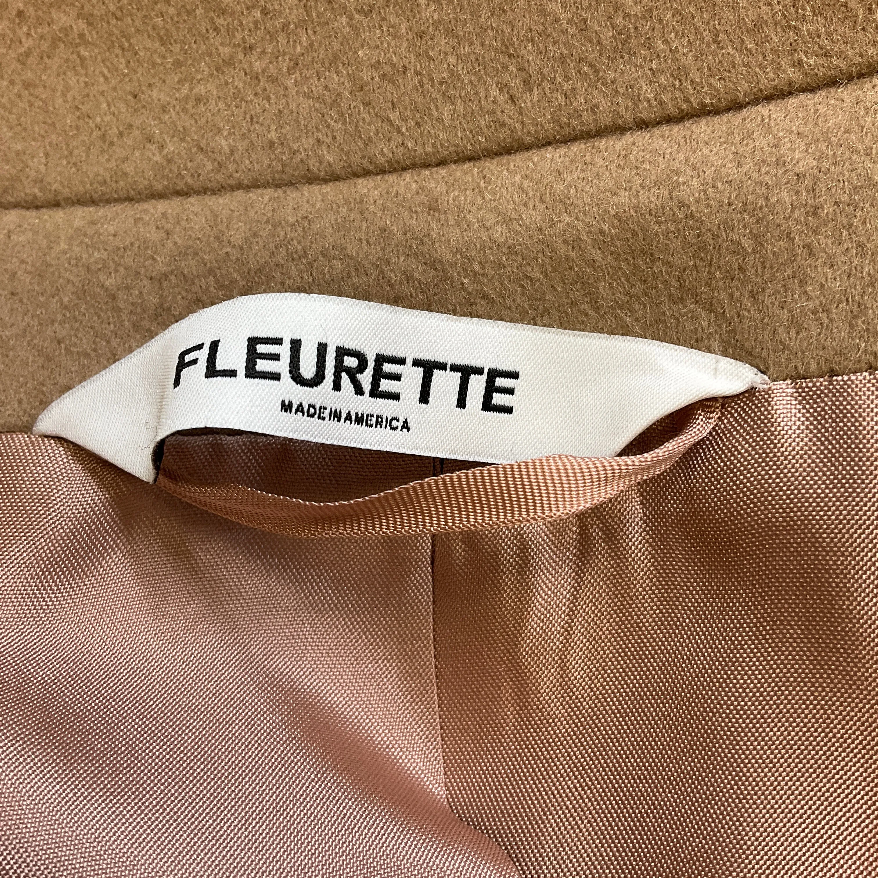 Fleurette Camel Belted Double Breasted Wool Coat