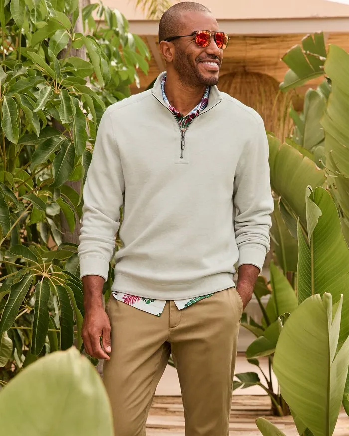 Flip Coast Reversible Half-Zip Sweatshirt in Lychee Heather by Tommy Bahama