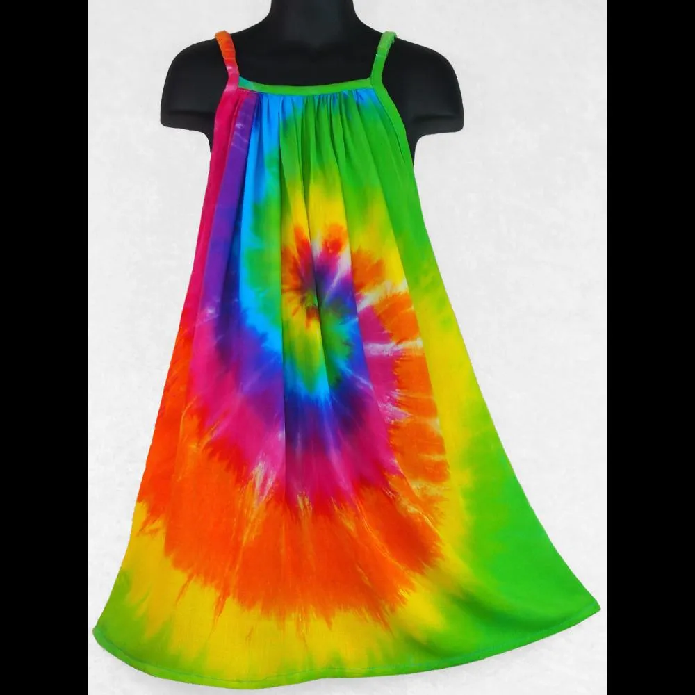 Girl's Rainbow Spiral Tie-Dye Parachute Dress (Ages: 4, 6, 8, 10, 12)