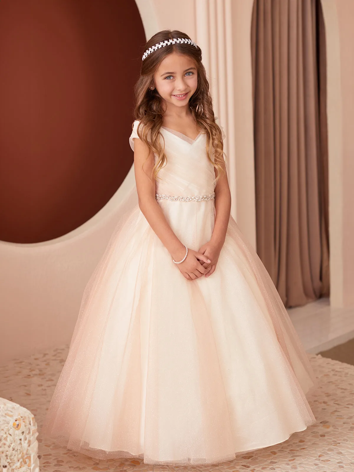 Girls Tulle Overlay Flowing Skirt Ball Gown, Sizes 2-16