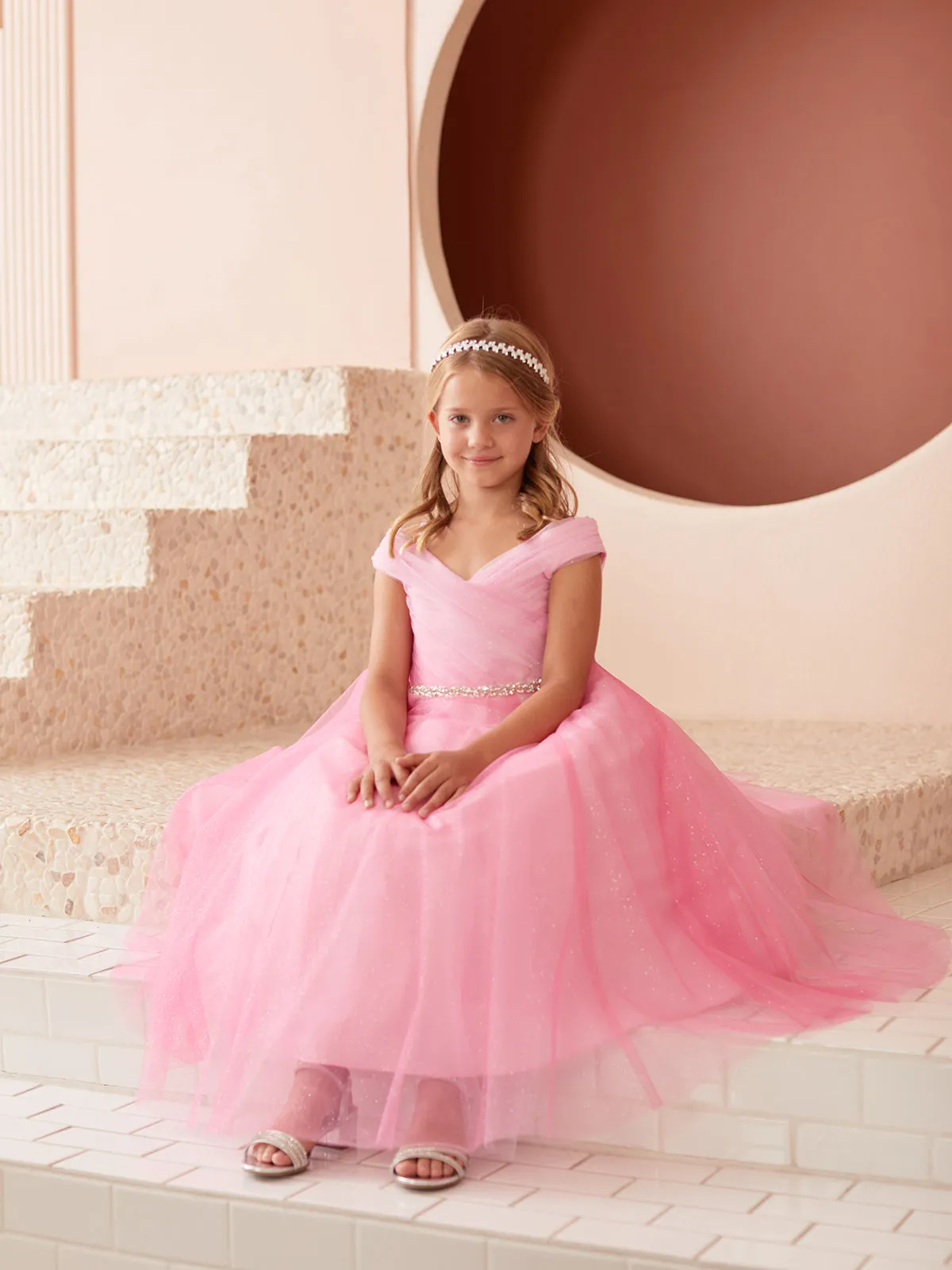 Girls Tulle Overlay Flowing Skirt Ball Gown, Sizes 2-16