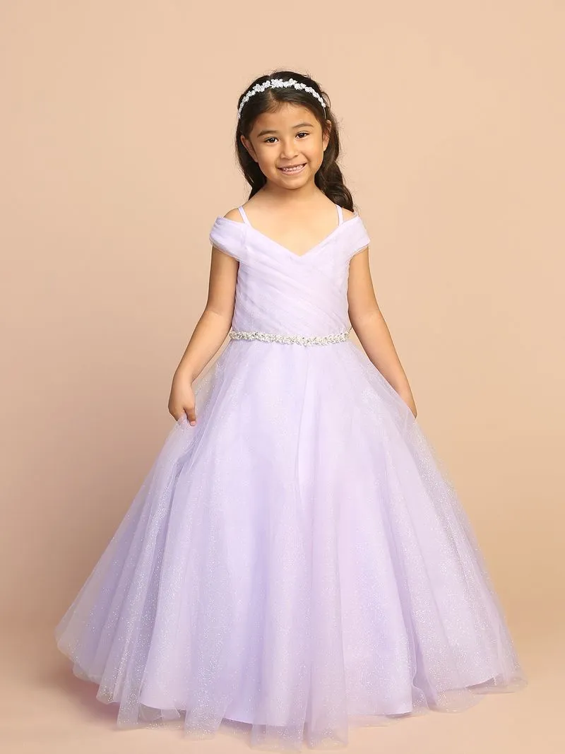 Girls Tulle Overlay Flowing Skirt Ball Gown, Sizes 2-16