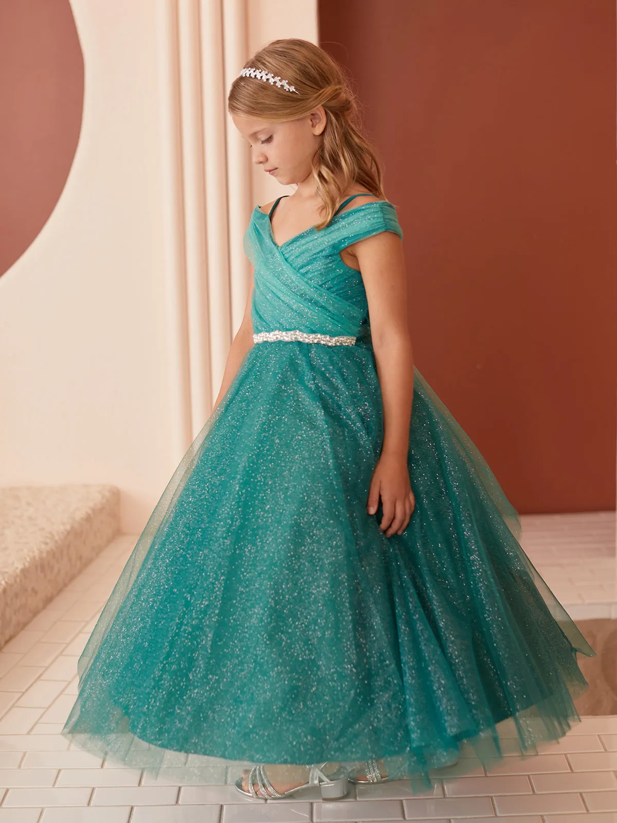 Girls Tulle Overlay Flowing Skirt Ball Gown, Sizes 2-16