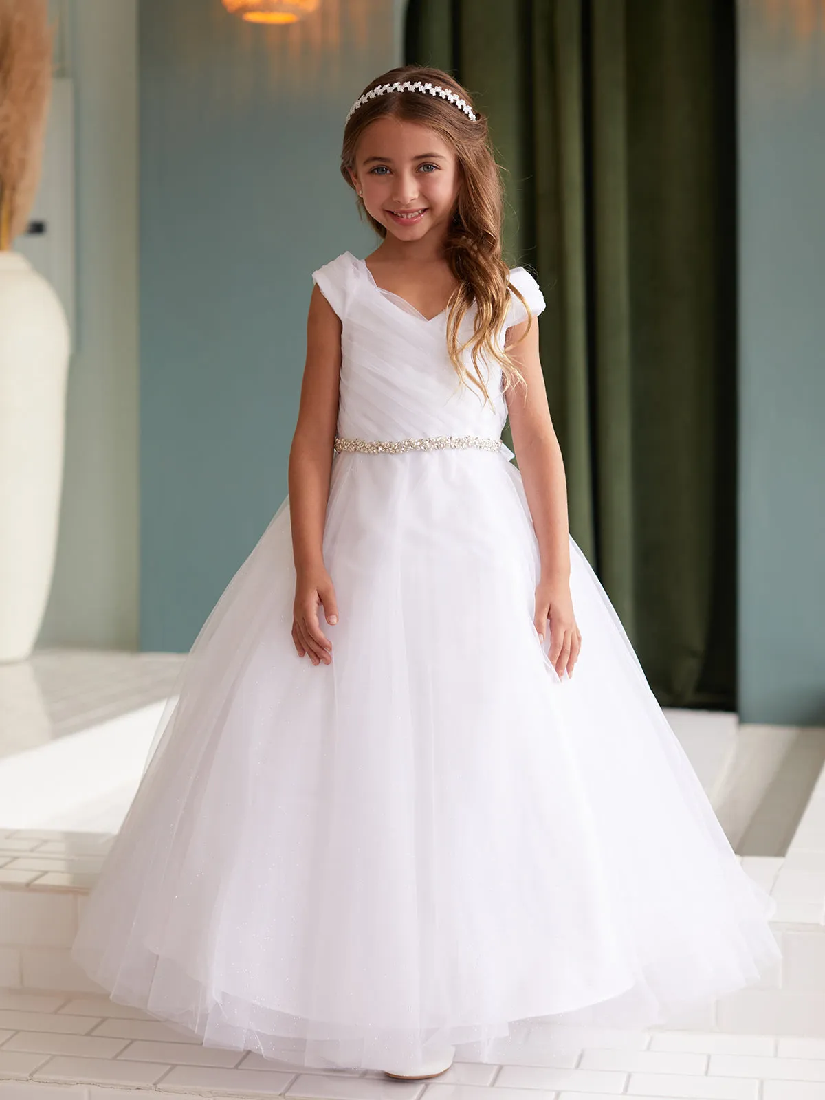 Girls Tulle Overlay Flowing Skirt Ball Gown, Sizes 2-16