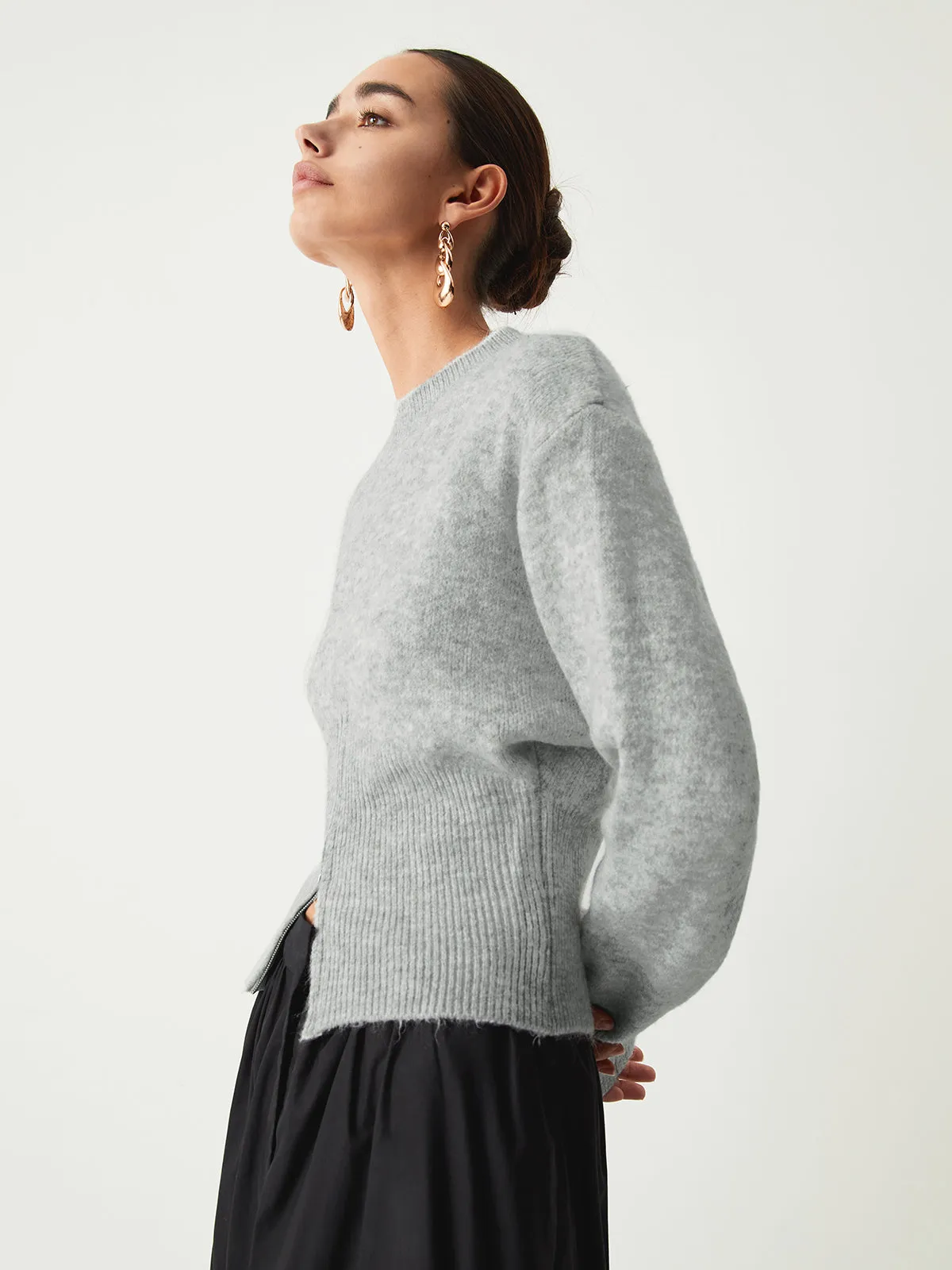 Half Zip Graceful Fuzzy Sweater