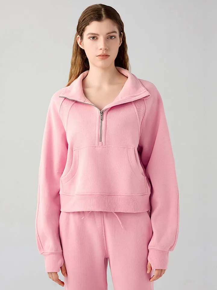 Half Zip Pocketed Active Sweatshirt Women's Sweaters