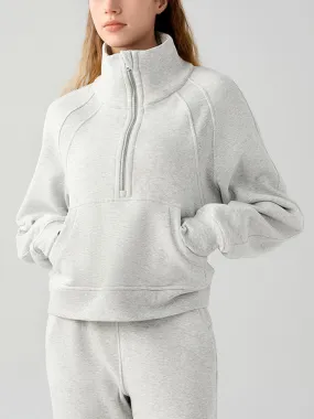 Half Zip Pocketed Active Sweatshirt Women's Sweaters