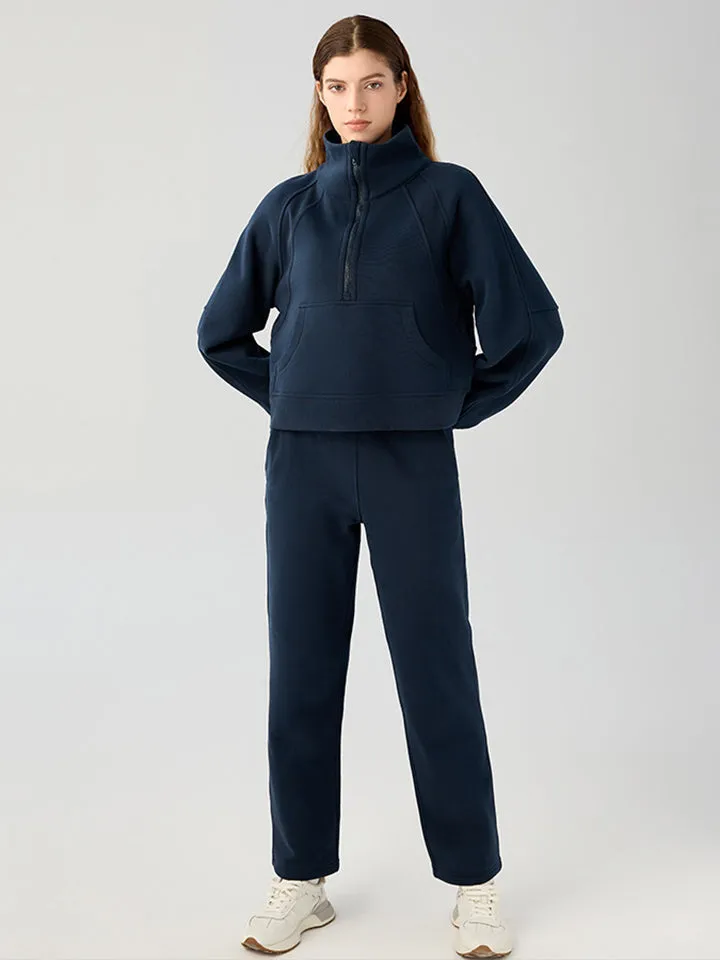 Half Zip Pocketed Active Sweatshirt Women's Sweaters