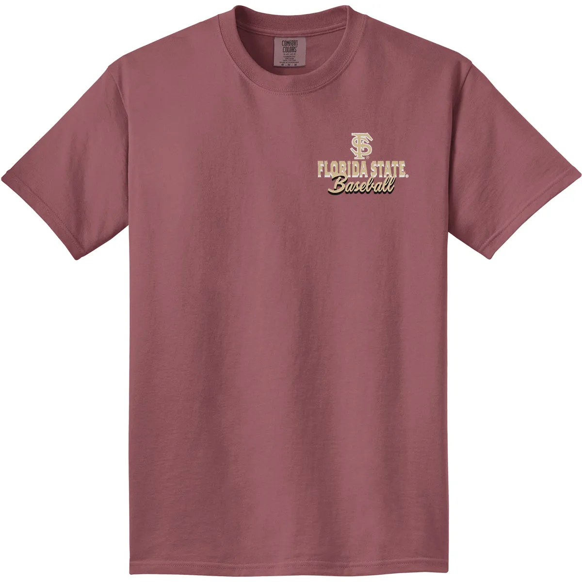 Image One Comfort Colors Adult/Unisex Florida State Baseball Design Short Sleeve T-shirt - Brick