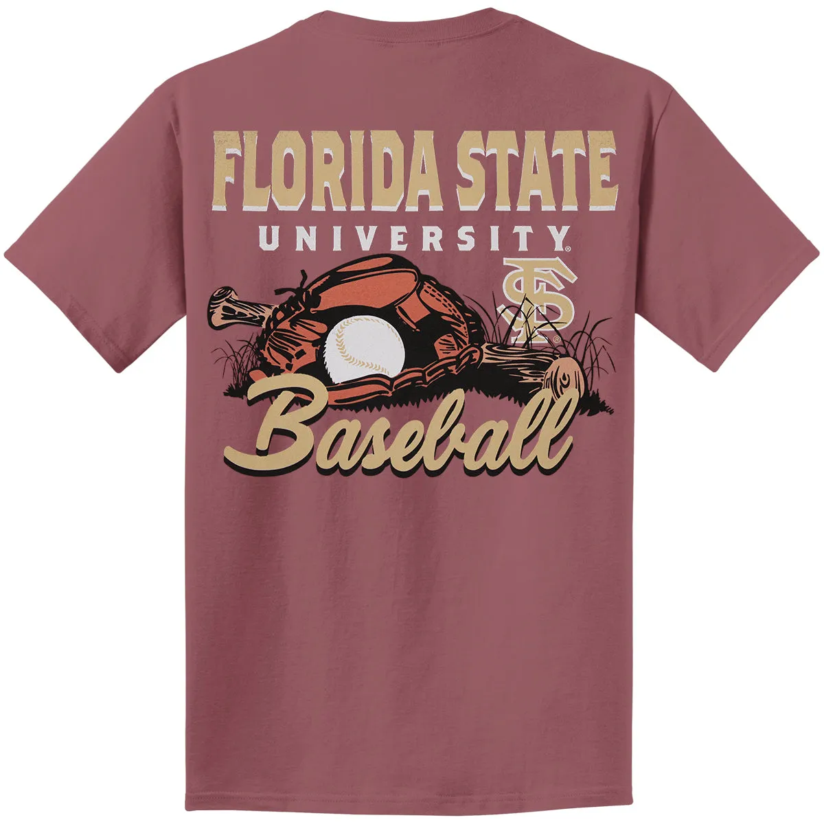 Image One Comfort Colors Adult/Unisex Florida State Baseball Design Short Sleeve T-shirt - Brick