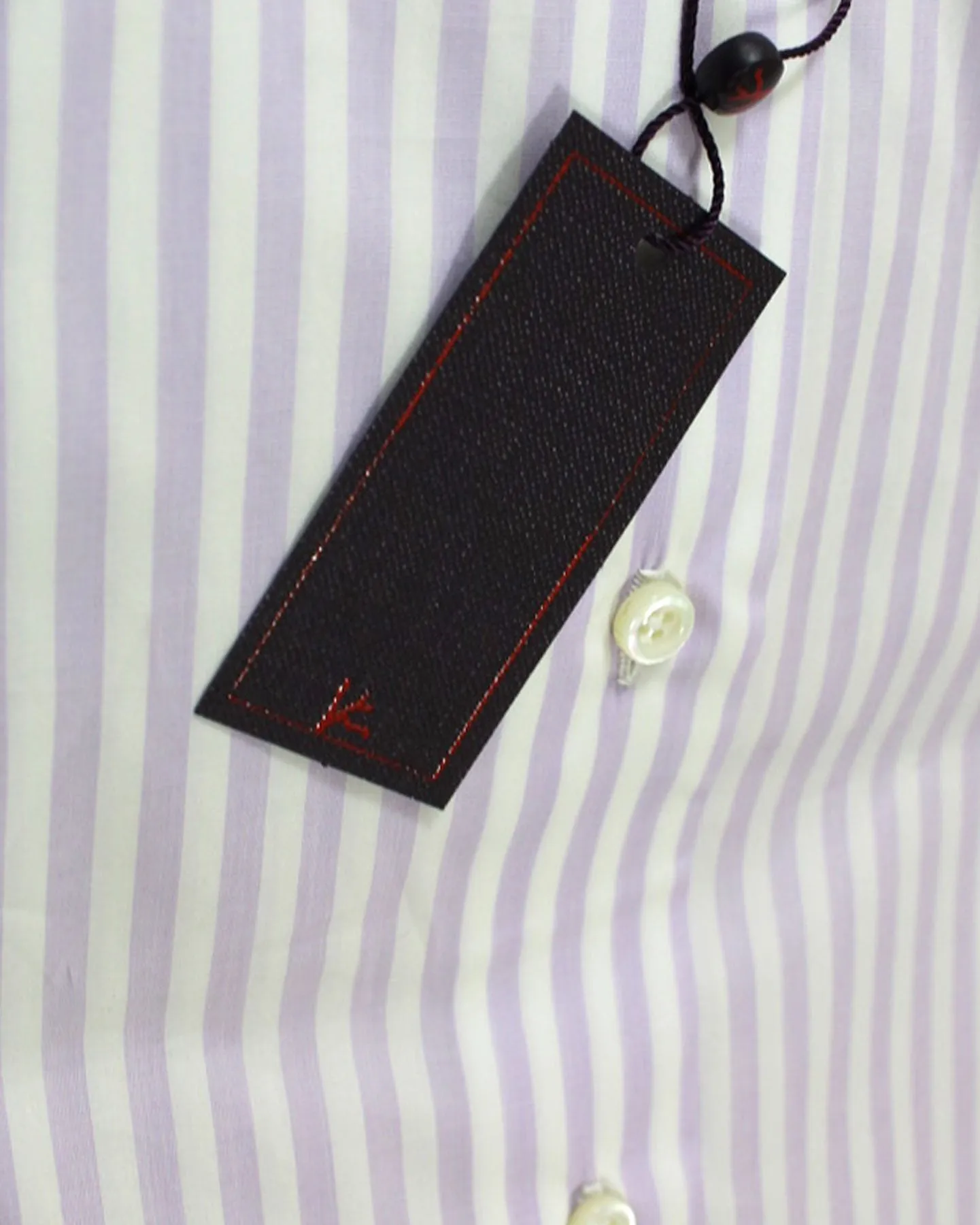 Isaia Shirt White Lilac Stripes Spread Collar 40 - 15 3/4 Regular Fit