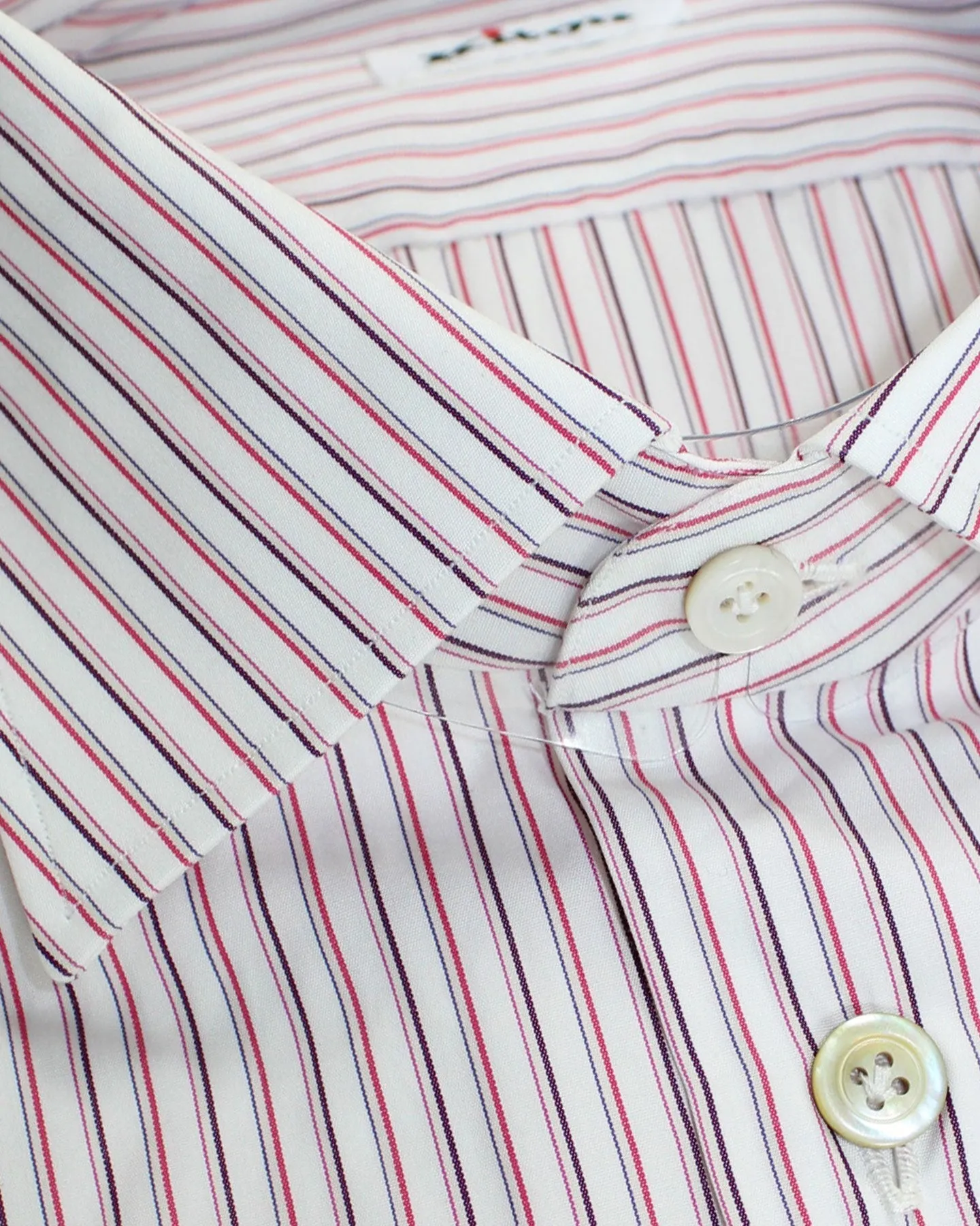 Kiton Dress Shirt White Pink Purple Stripes 37 - 14 1/2 SALE