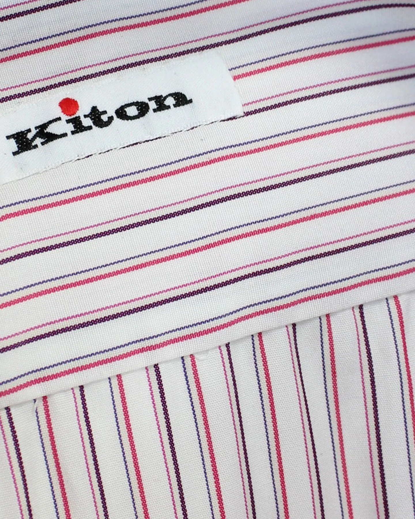 Kiton Dress Shirt White Pink Purple Stripes 37 - 14 1/2 SALE