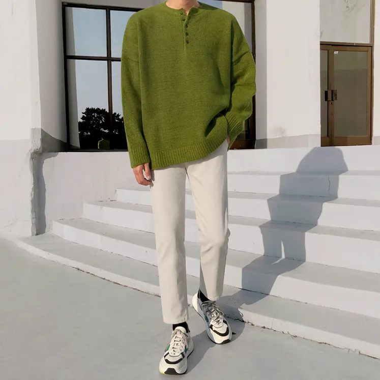 [Korean Style] 2 Colors Button Knitted Sweaters