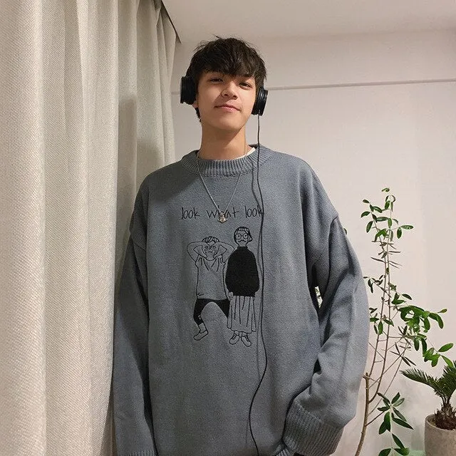 [Korean Style] 3 Colors Embroidery Pullover Sweaters